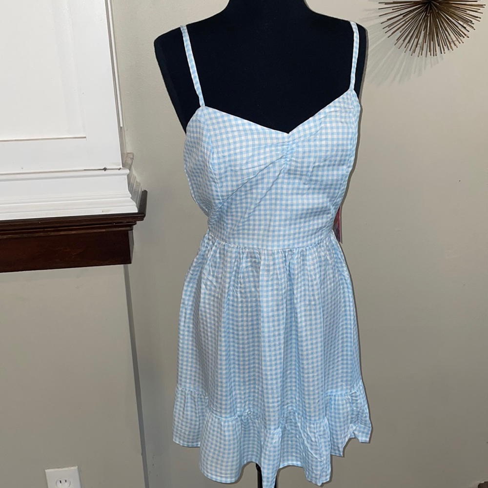 Goa beachwear by Japan Blue.  White gingham print open back size medium